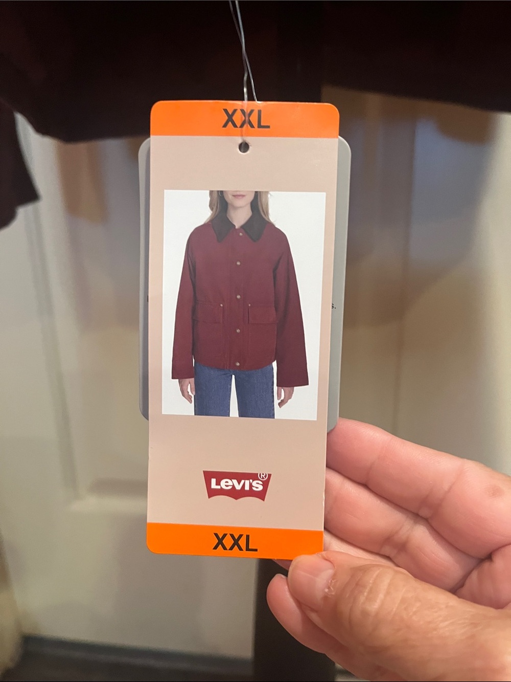 Levi's Utility barn coat jacket in wine color, with Brown Corduroy Collar - Picture 2 of 10
